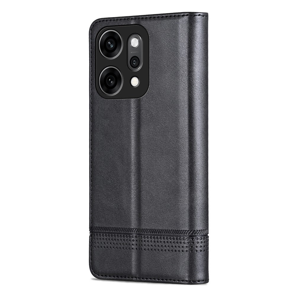 AZNS For Oppo Reno14 Pro 5G (Global) Case Cowhide Texture PU Leather Wallet Phone Cover - Black