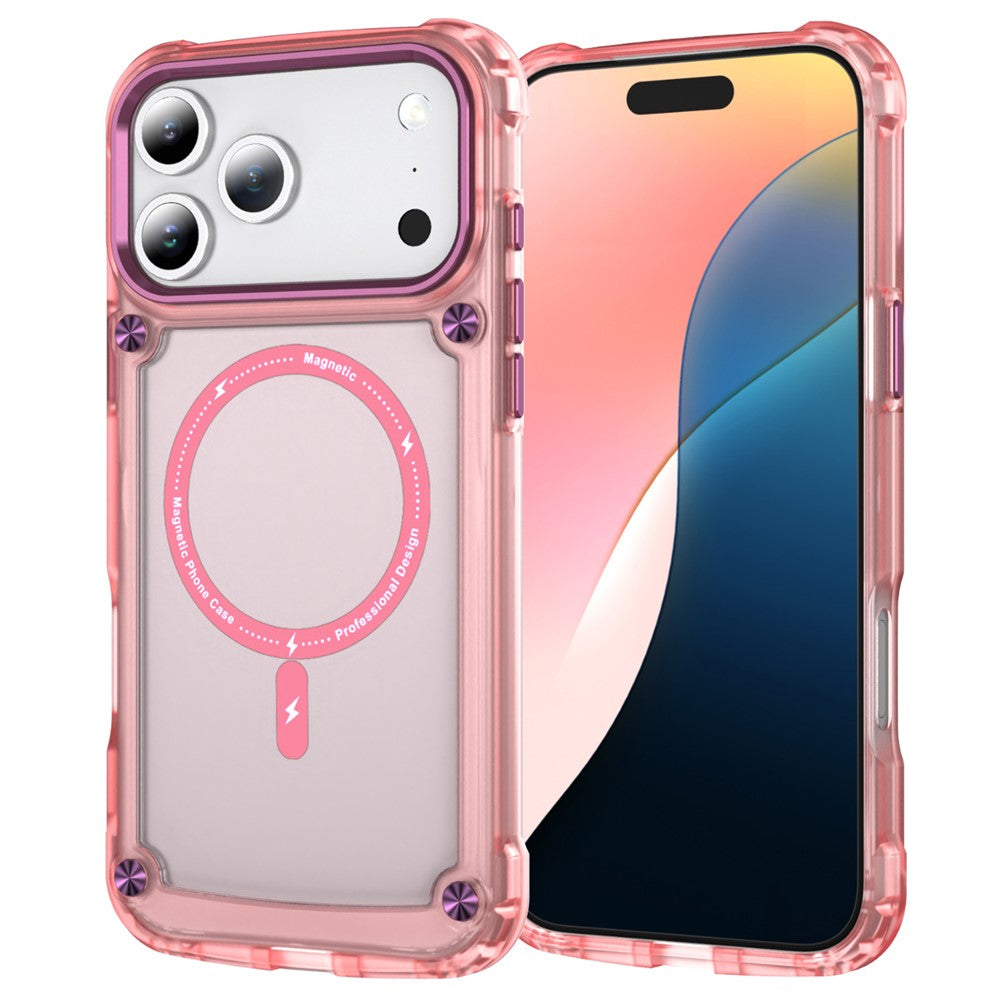 For iPhone 17 Pro Max Case Skin Touch TPU + PC Phone Cover Compatible with MagSafe - Transparent Pink
