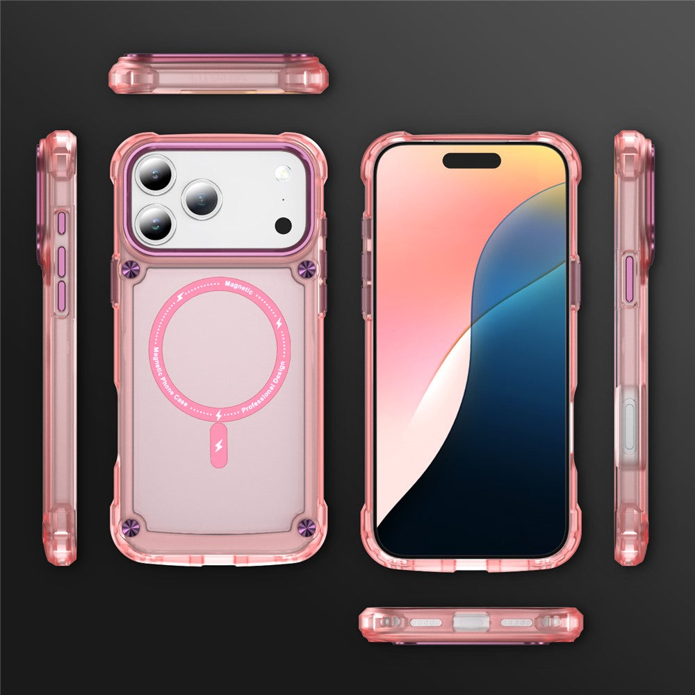 For iPhone 17 Pro Max Case Skin Touch TPU + PC Phone Cover Compatible with MagSafe - Transparent Pink
