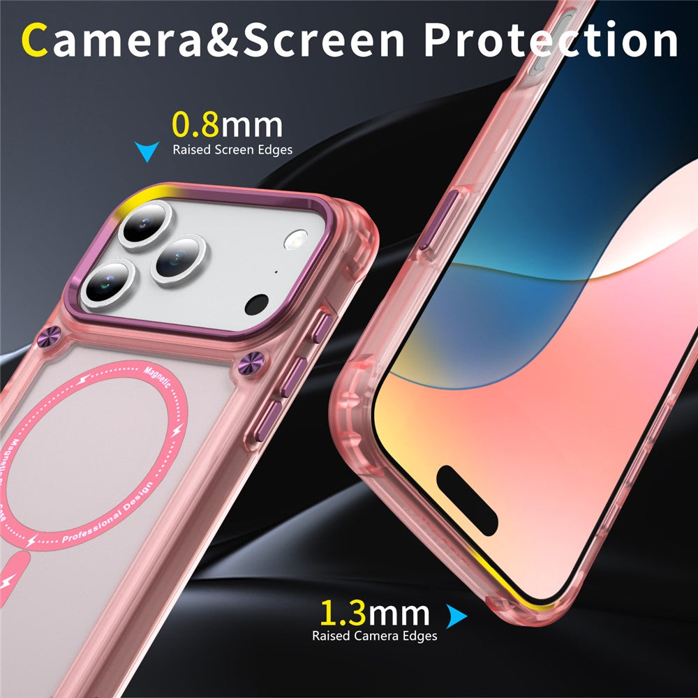 For iPhone 17 Pro Max Case Skin Touch TPU + PC Phone Cover Compatible with MagSafe - Transparent Pink