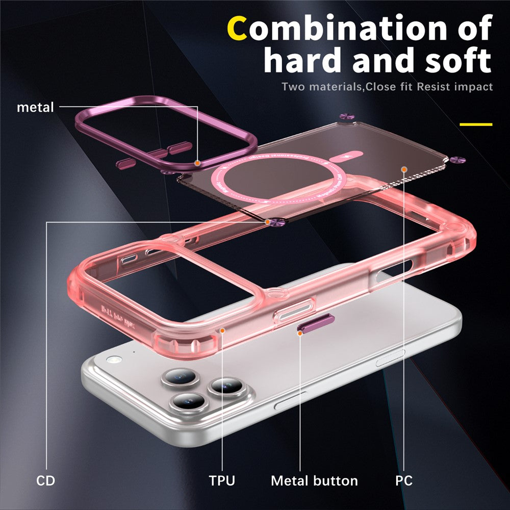 For iPhone 17 Pro Max Case Skin Touch TPU + PC Phone Cover Compatible with MagSafe - Transparent Pink