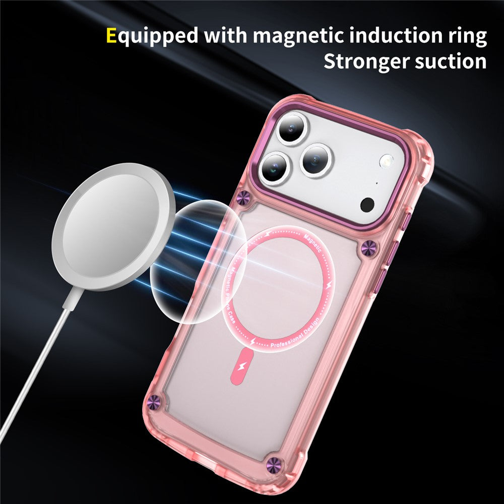 For iPhone 17 Pro Max Case Skin Touch TPU + PC Phone Cover Compatible with MagSafe - Transparent Pink