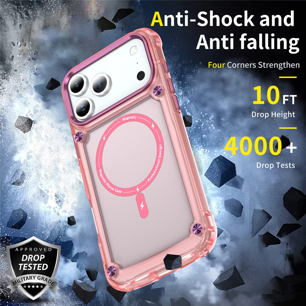 For iPhone 17 Pro Max Case Skin Touch TPU + PC Phone Cover Compatible with MagSafe - Transparent Pink