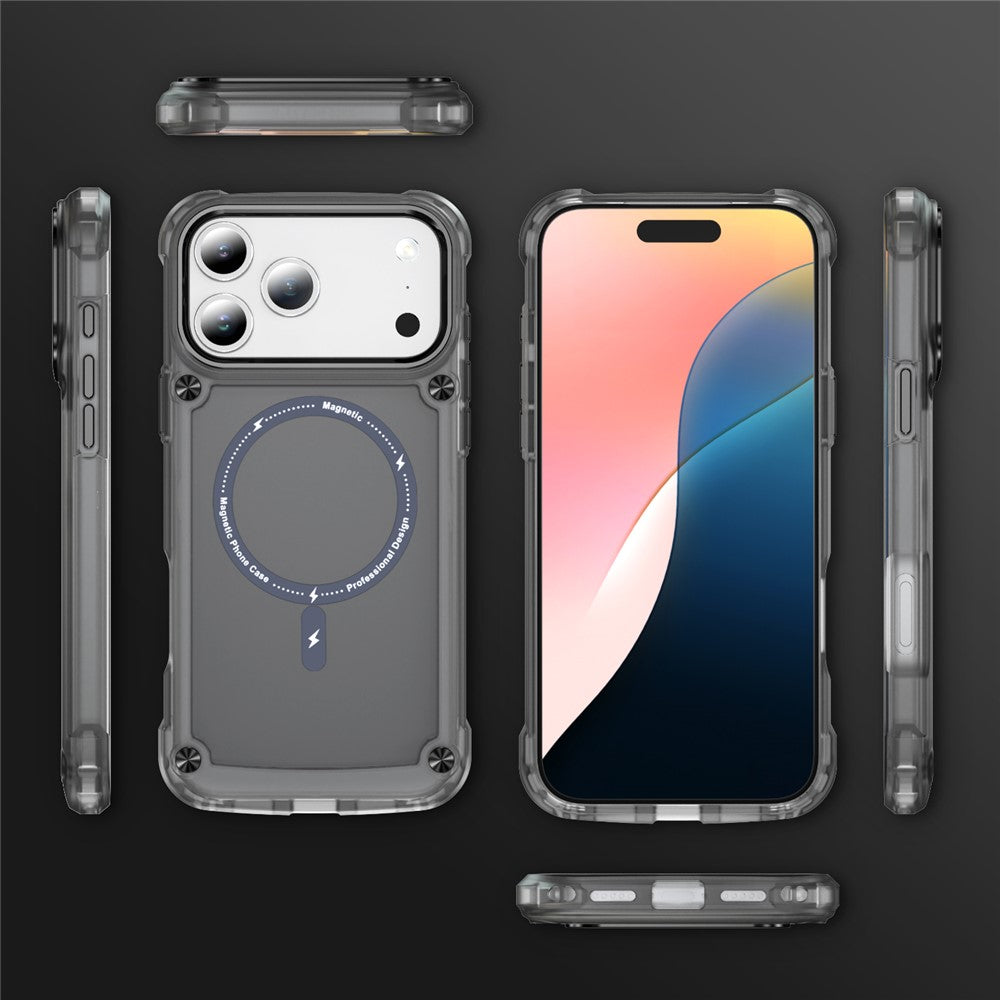For iPhone 17 Pro Max Case Skin Touch TPU + PC Phone Cover Compatible with MagSafe - Transparent Black