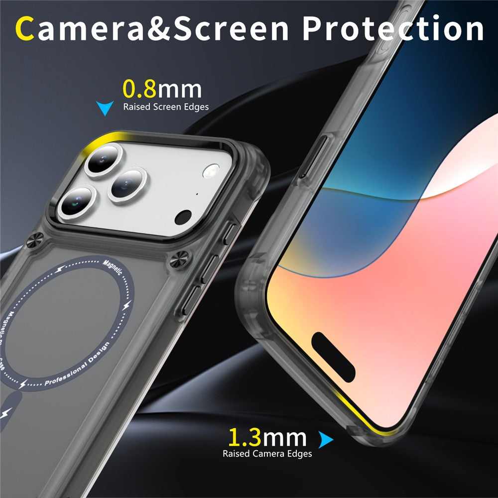 For iPhone 17 Pro Max Case Skin Touch TPU + PC Phone Cover Compatible with MagSafe - Transparent Black