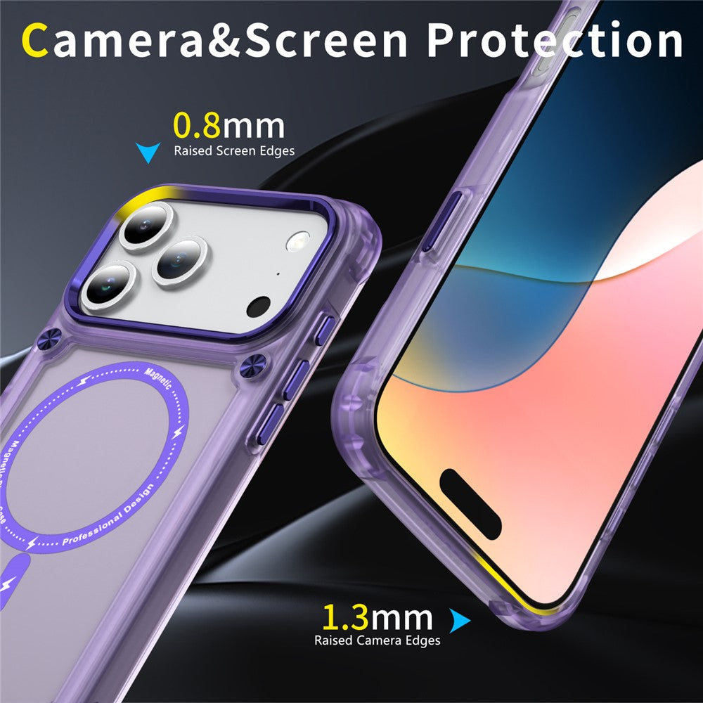 For iPhone 17 Pro Max Case Skin Touch TPU + PC Phone Cover Compatible with MagSafe - Transparent Purple
