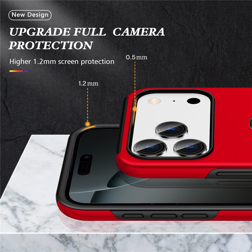 For iPhone 17 Pro Max Case PC + TPU Phone Cover with Rotatable Ring Holder - Red