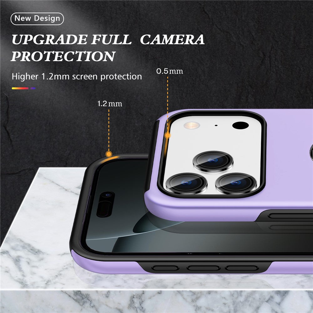 For iPhone 17 Pro Max Case PC + TPU Phone Cover with Rotatable Ring Holder - Purple