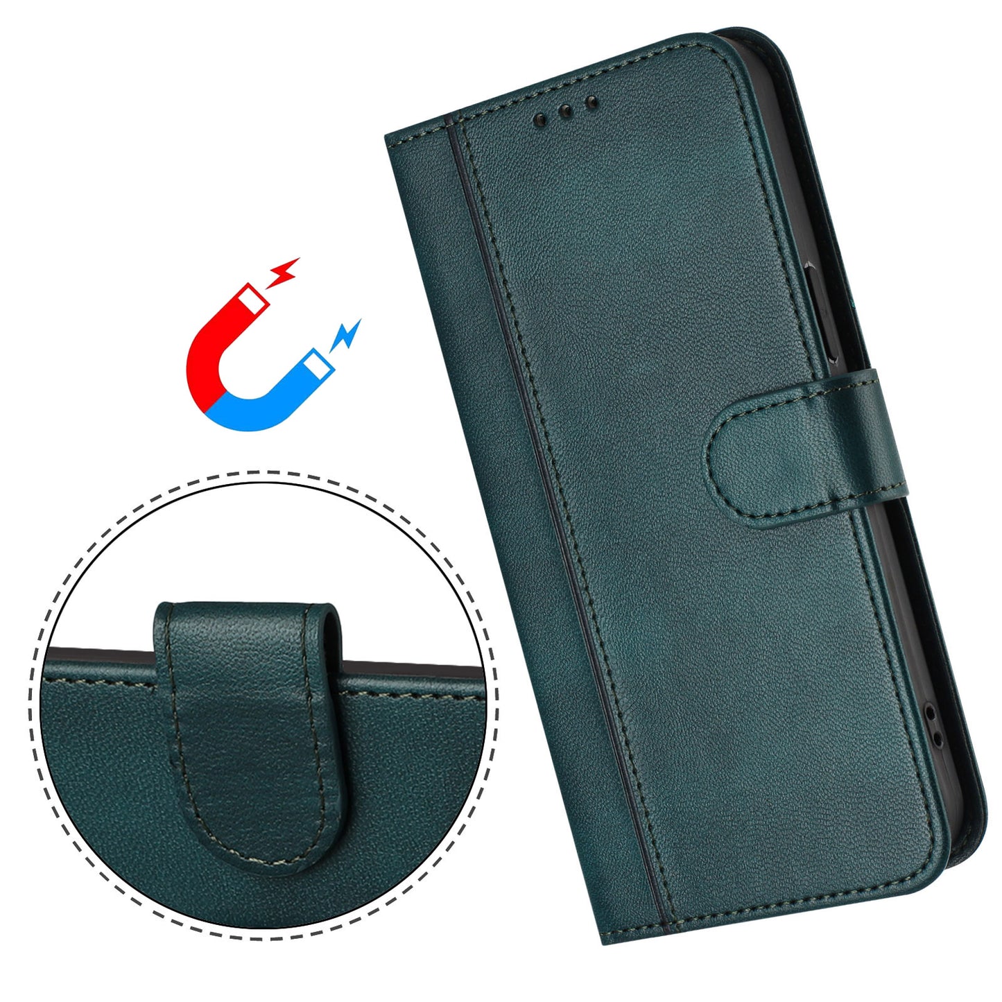 For iPhone 17 Pro Max Cases Wallet Stand Retro Texture Leather Phone Cover with Lanyard - Dark Green