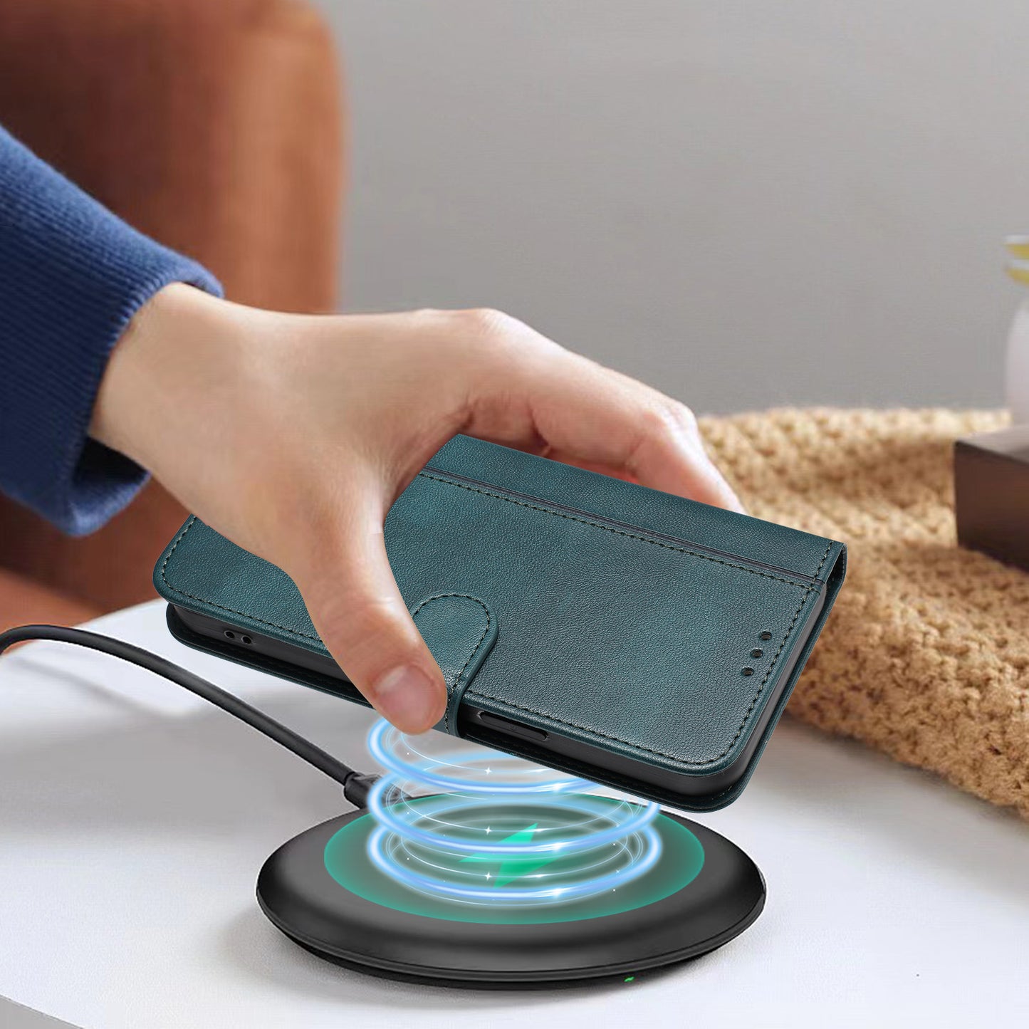 For iPhone 17 Pro Max Cases Wallet Stand Retro Texture Leather Phone Cover with Lanyard - Dark Green