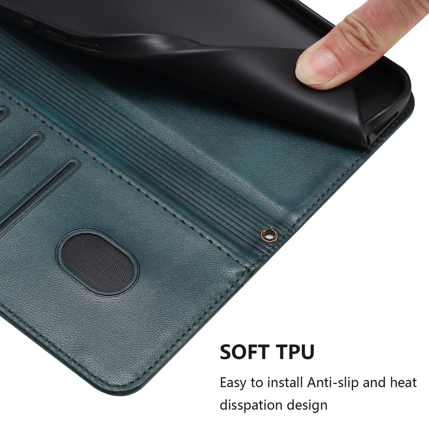 For iPhone 17 Pro Max Cases Wallet Stand Retro Texture Leather Phone Cover with Lanyard - Dark Green