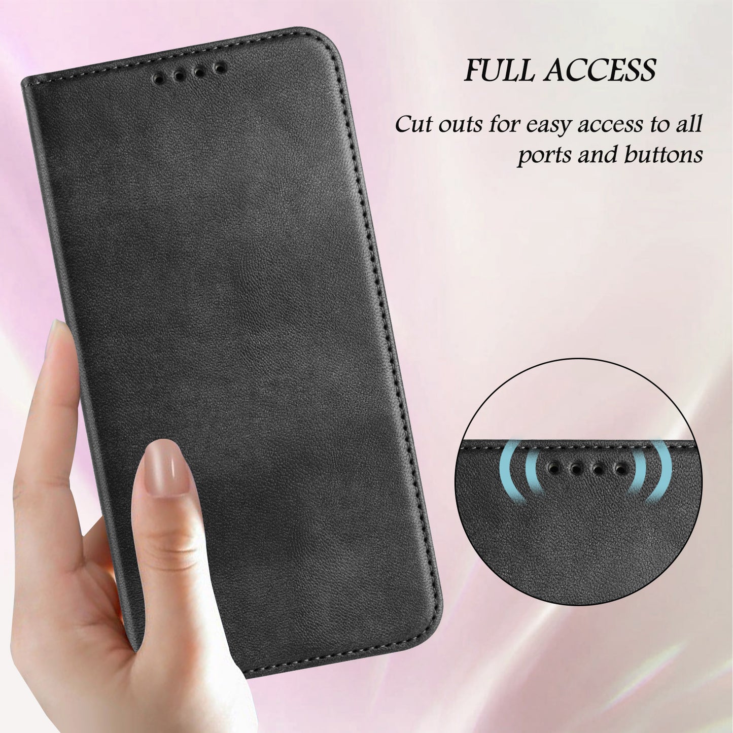For iPhone 17 Pro Max Wallet Cases Retro Texture RFID Blocking Leather Phone Cover - Black