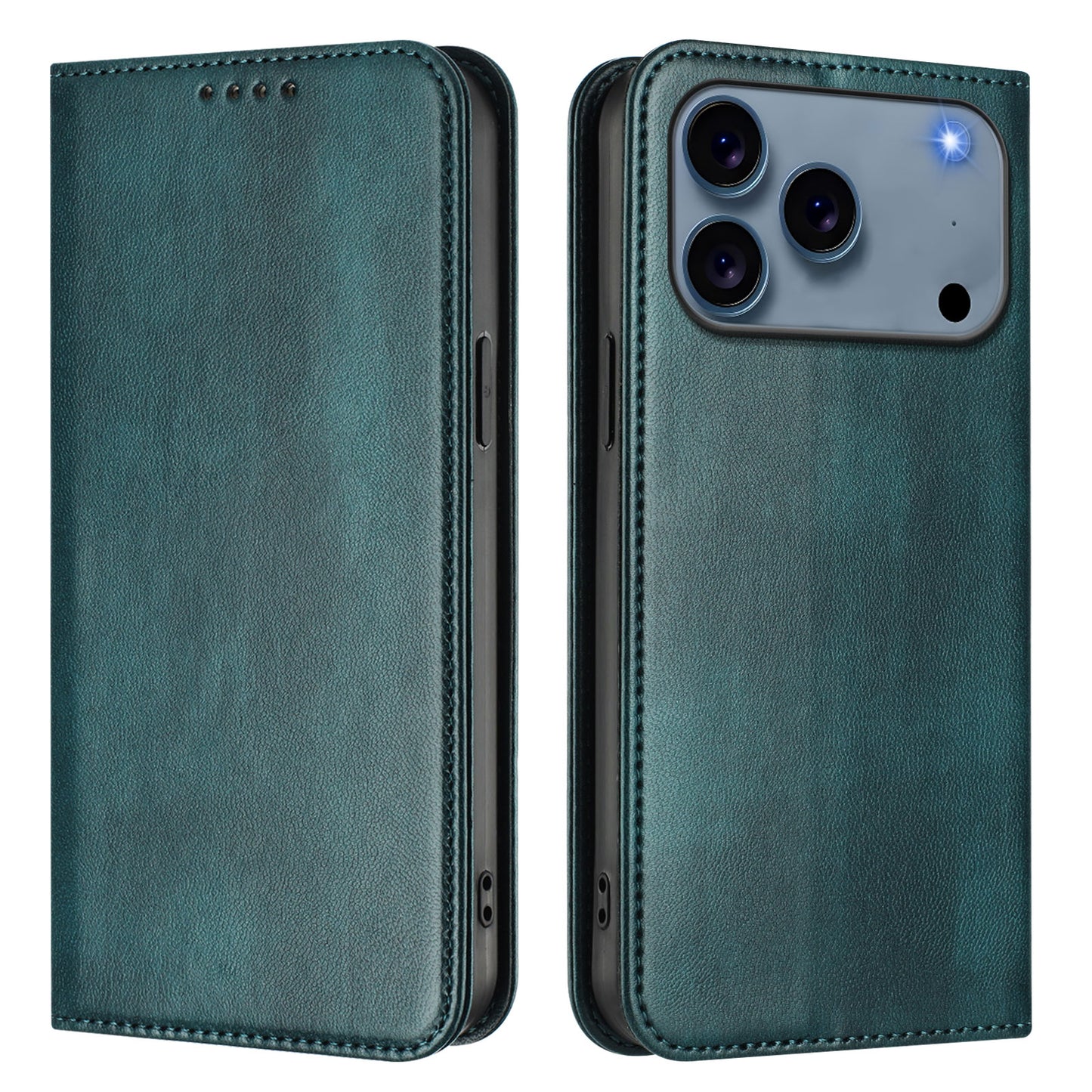 For iPhone 17 Pro Max Wallet Cases Retro Texture RFID Blocking Leather Phone Cover - Dark Green