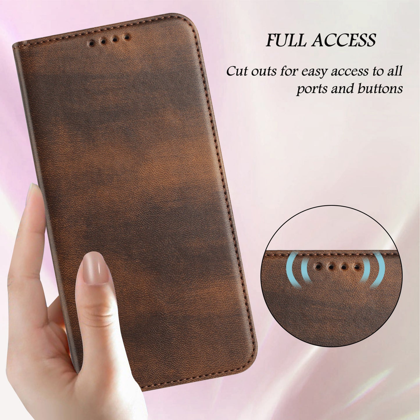 For iPhone 17 Pro Max Wallet Cases Retro Texture RFID Blocking Leather Phone Cover - Brown