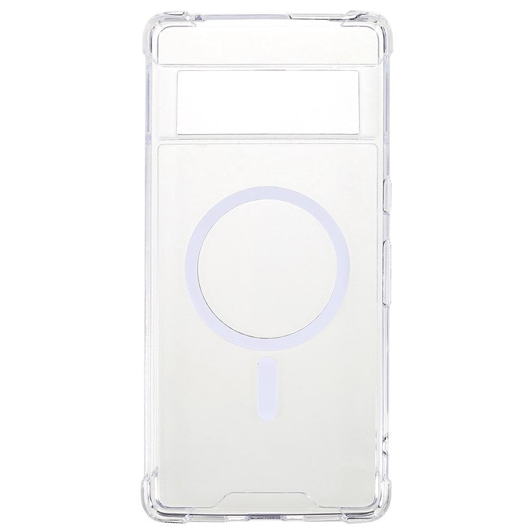 For Google Pixel 7 5G Magnetic TPU + PC Clear Protective Cover Anti-scratch Anti-drop Back Case Compatible with MagSafe Charger