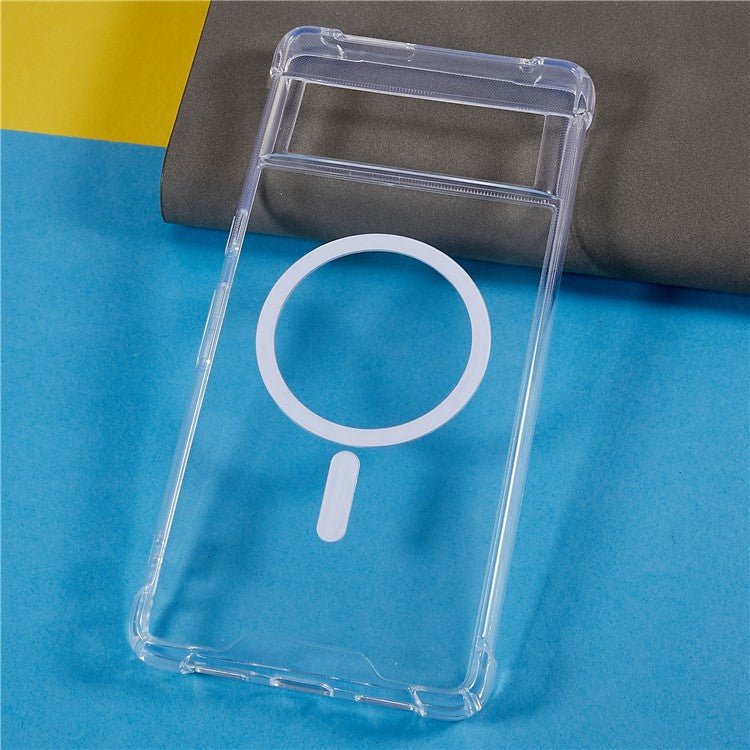 For Google Pixel 7 5G Magnetic TPU + PC Clear Protective Cover Anti-scratch Anti-drop Back Case Compatible with MagSafe Charger