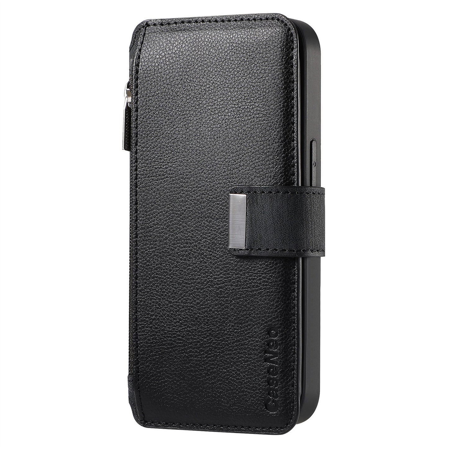 For Oppo Reno14 Pro 5G (Global) Case CASENEO MW-02 Detachable Magnetic Leather Flip Phone Cover - Black