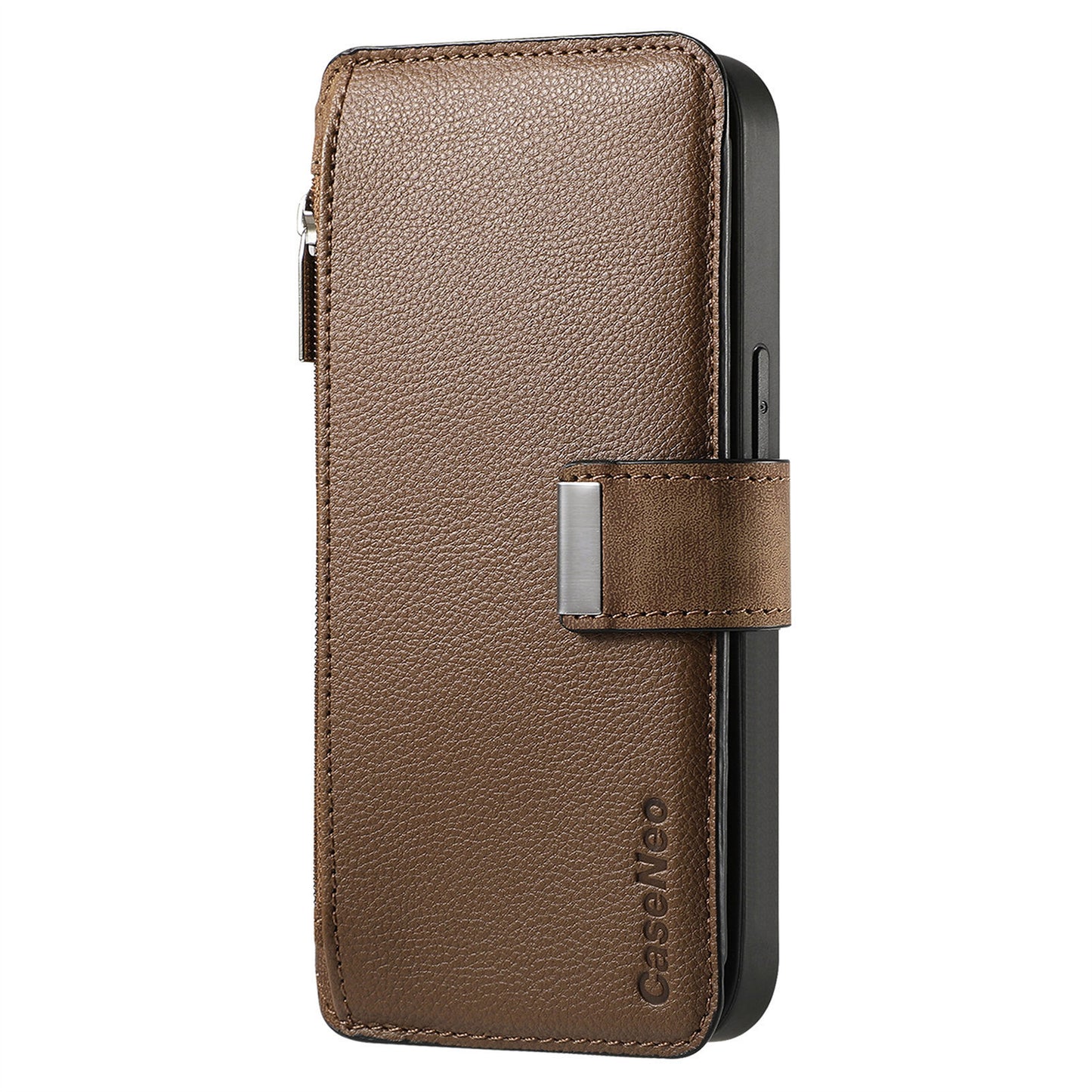 For Oppo Reno14 Pro 5G (Global) Case CASENEO MW-02 Detachable Magnetic Leather Flip Phone Cover - Brown
