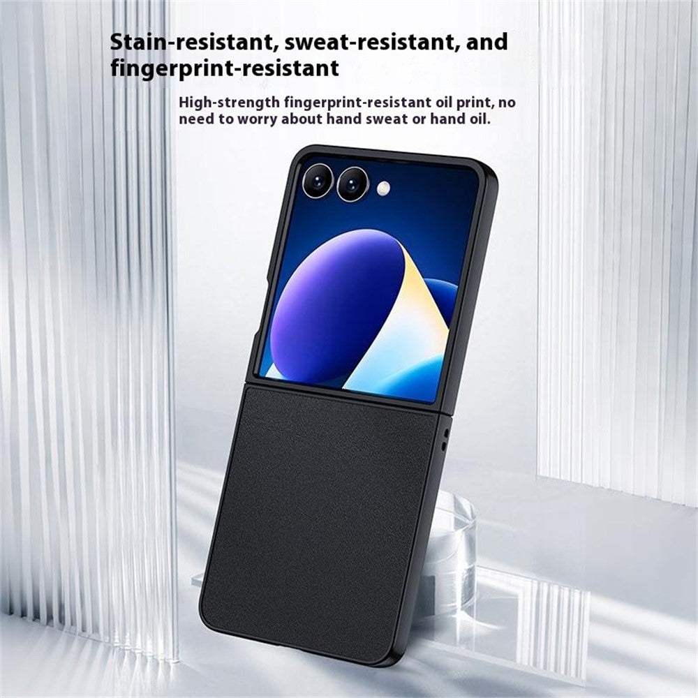 For Samsung Galaxy Z Flip7 5G Case PU Leather Coated PC Anti-Drop Folding Phone Cover - Green