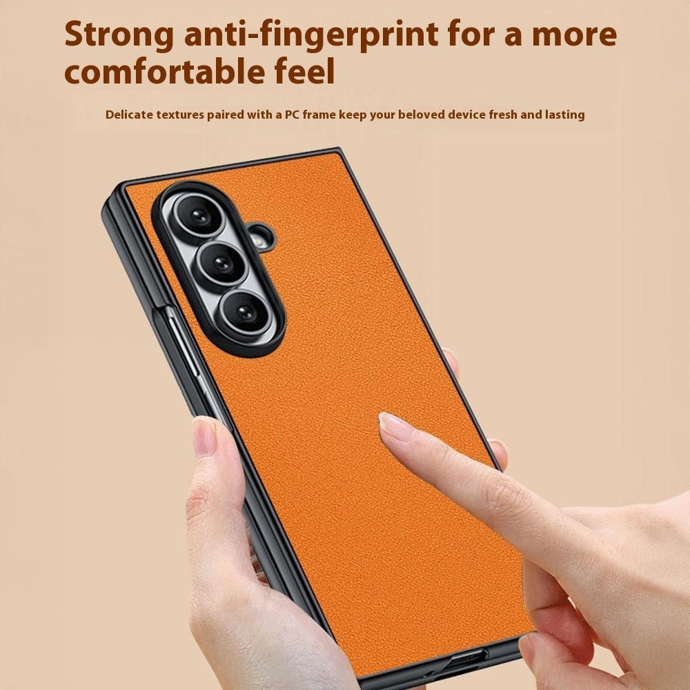 For Samsung Galaxy Z Fold7 5G Case PU Leather Coated PC Anti-Drop Folding Phone Cover - Black