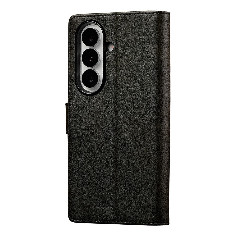 LC.IMEEKE For Samsung Galaxy Z Fold7 5G Case Calf Texture PU Leather Stand Wallet Phone Cover - Black