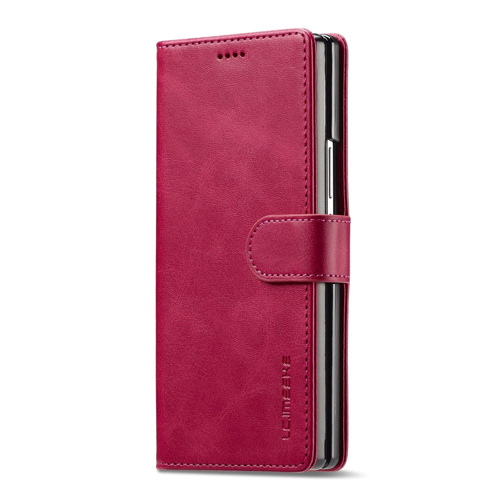 LC.IMEEKE For Samsung Galaxy Z Fold7 5G Case Calf Texture PU Leather Stand Wallet Phone Cover - Rose