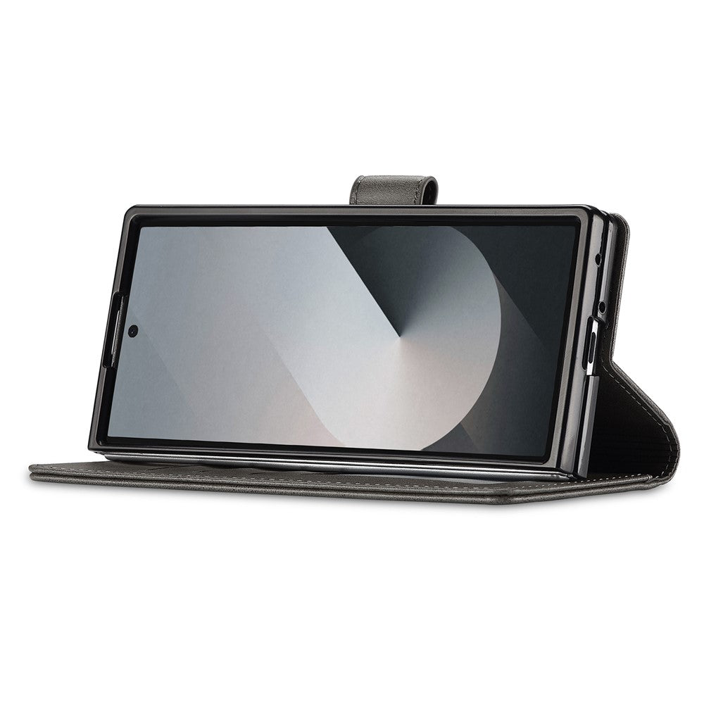 LC.IMEEKE For Samsung Galaxy Z Fold7 5G Case Calf Texture PU Leather Stand Wallet Phone Cover - Grey