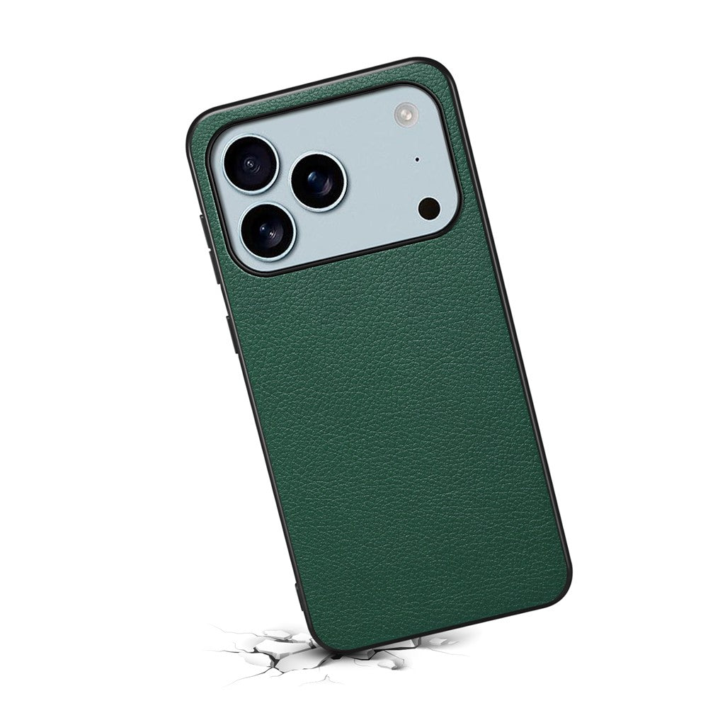 For iPhone 17 Pro Max Case Calf Texture Leather + PC + TPU Phone Cover - Green