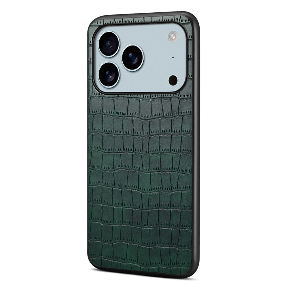 For iPhone 17 Pro Max Case Crocodile Texture Design Leather Slim Back Cover - Green