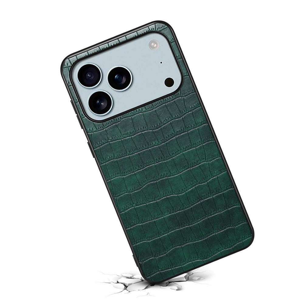 For iPhone 17 Pro Max Case Crocodile Texture Design Leather Slim Back Cover - Green