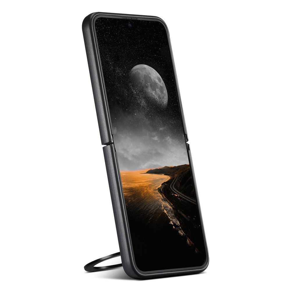 SUTENI G3 For Samsung Galaxy Z Flip7 FE 5G / Z Flip6 5G Magnetic Case Rotating Kickstand Carbon Fiber Texture Leather Phone Back Cover