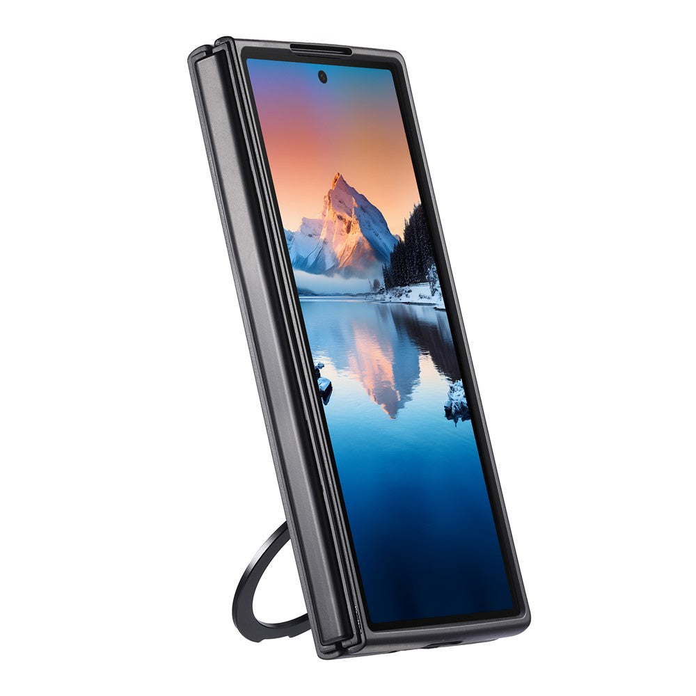 SUTENI G3 For Samsung Galaxy Z Fold7 5G Magnetic Case Rotating Kickstand Carbon Fiber Texture Leather Phone Back Cover