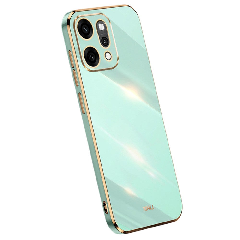 XINLI For Oppo Reno14 Pro 5G (Global) Case TPU Phone Cover with Electroplating Frame - Cyan