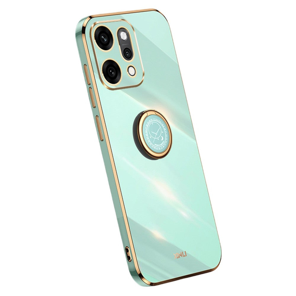 XINLI For Oppo Reno14 Pro 5G (Global) Case Ring Kickstand Electroplating TPU Phone Cover - Cyan