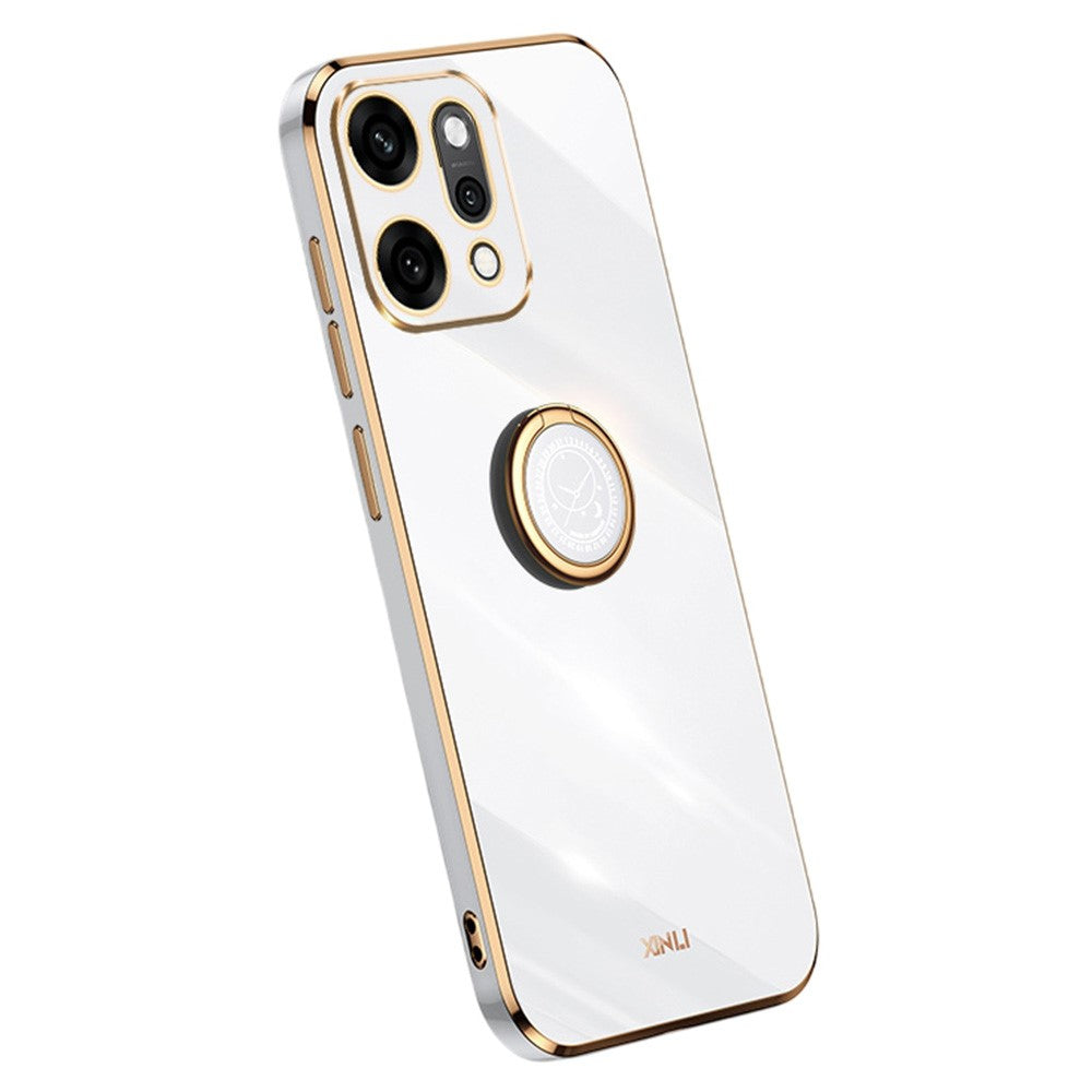 XINLI For Oppo Reno14 Pro 5G (Global) Case Ring Kickstand Electroplating TPU Phone Cover - White