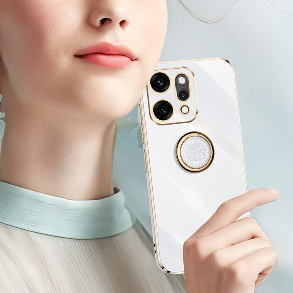 XINLI For Oppo Reno14 Pro 5G (Global) Case Ring Kickstand Electroplating TPU Phone Cover - Purple