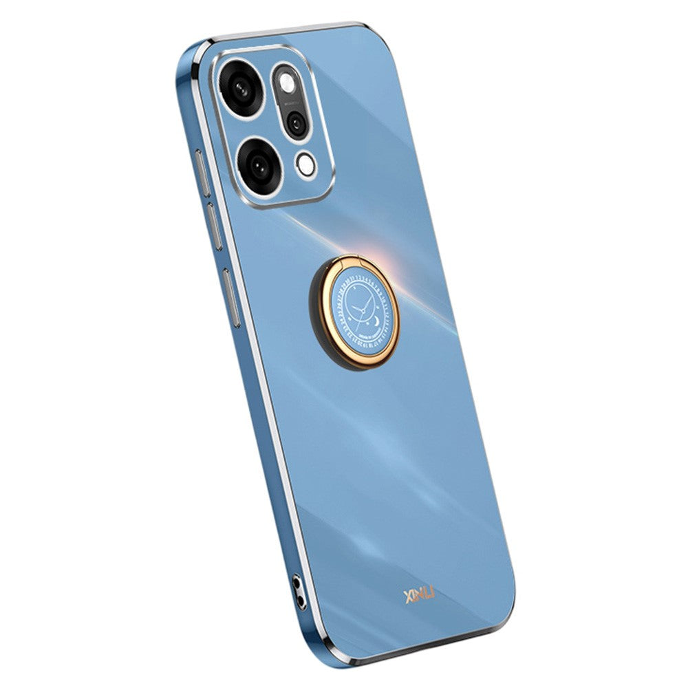 XINLI For Oppo Reno14 Pro 5G (Global) Case Ring Kickstand Electroplating TPU Phone Cover - Blue