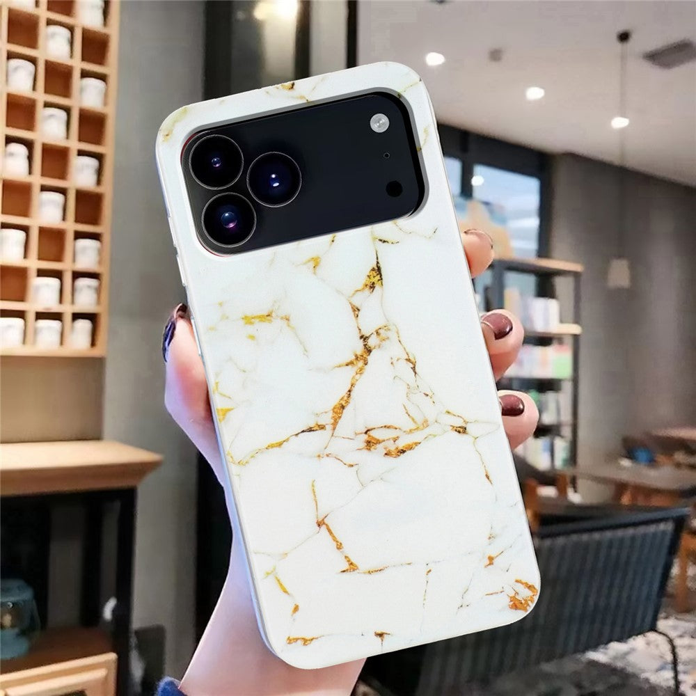 For iPhone 17 Pro Max Case Marble Pattern Painted TPU Phone Back Cover - White