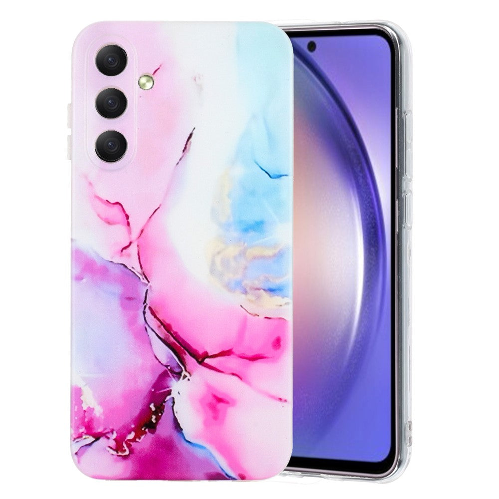For Samsung Galaxy A17 5G / A26 5G Case Marble Pattern Painted TPU Phone Back Cover - Pink / Blue