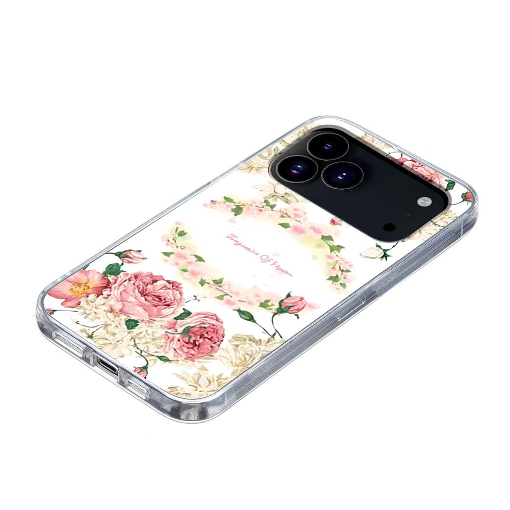 For iPhone 17 Pro Max Case Soft TPU Pattern Printing Phone Cover - Rose