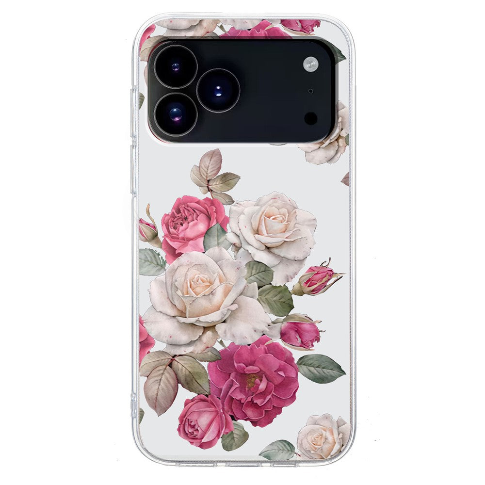 For iPhone 17 Pro Max Case Soft TPU Pattern Printing Phone Cover - Peony