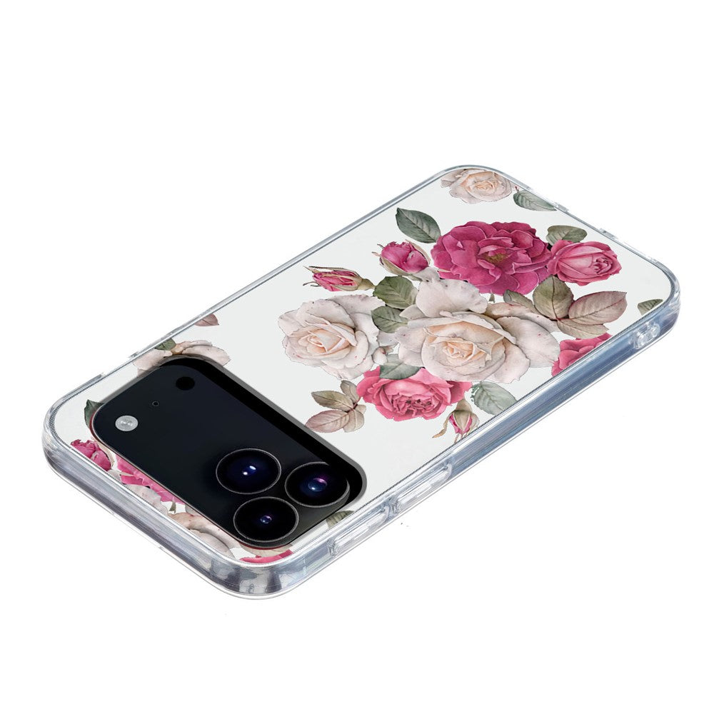 For iPhone 17 Pro Max Case Soft TPU Pattern Printing Phone Cover - Peony