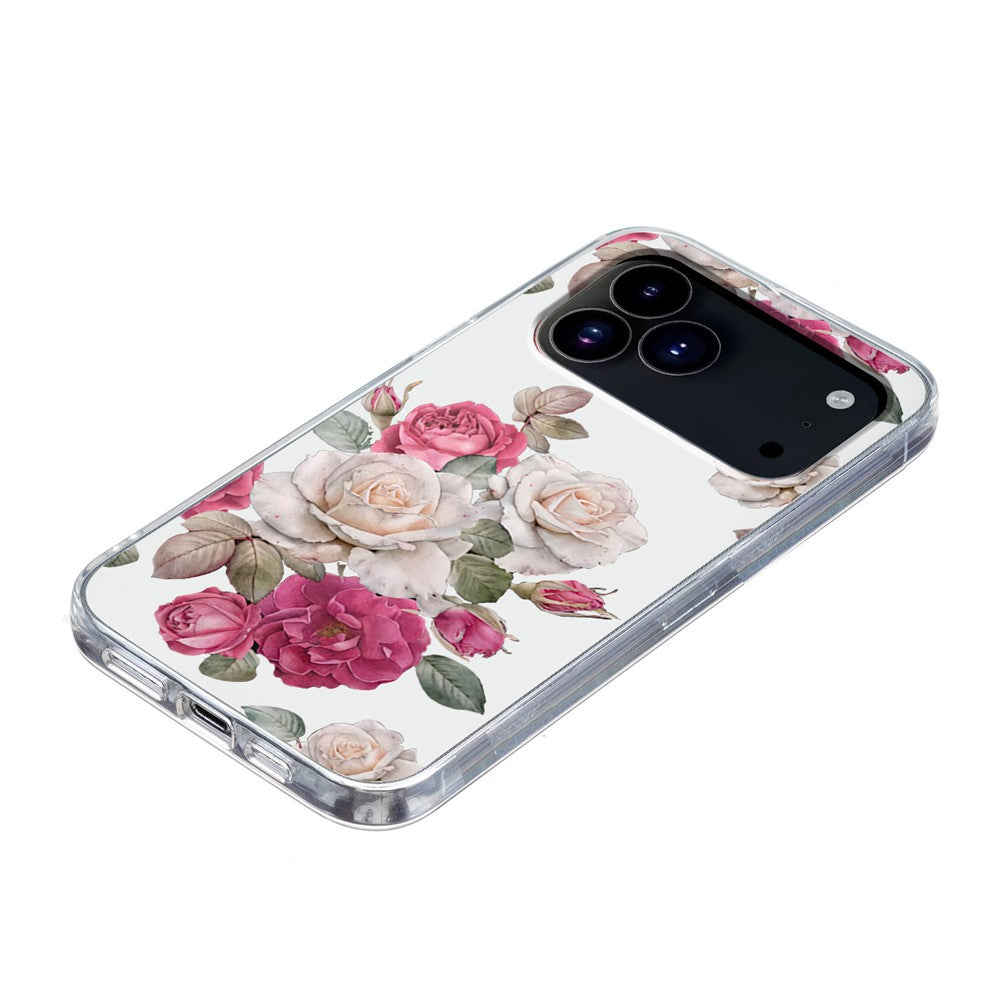 For iPhone 17 Pro Max Case Soft TPU Pattern Printing Phone Cover - Peony