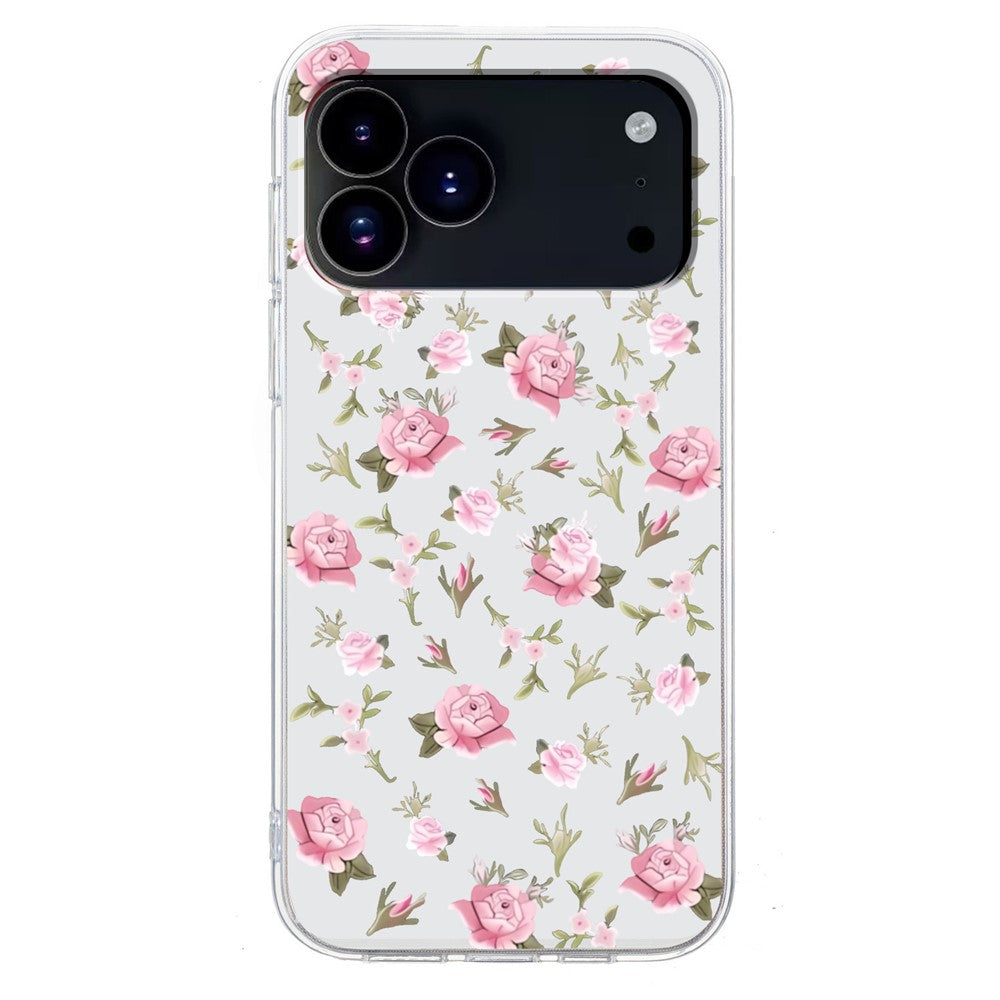 For iPhone 17 Pro Max Case Soft TPU Pattern Printing Phone Cover - Pink Flower