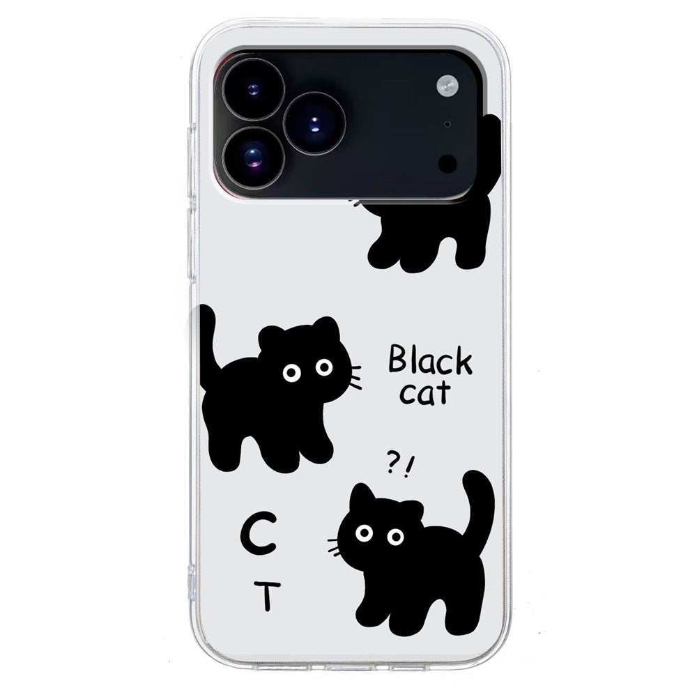 For iPhone 17 Pro Max Case Soft TPU Pattern Printing Phone Cover - Black Cat
