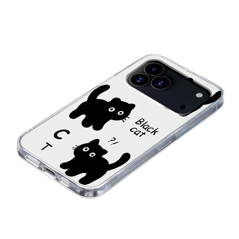 For iPhone 17 Pro Max Case Soft TPU Pattern Printing Phone Cover - Black Cat
