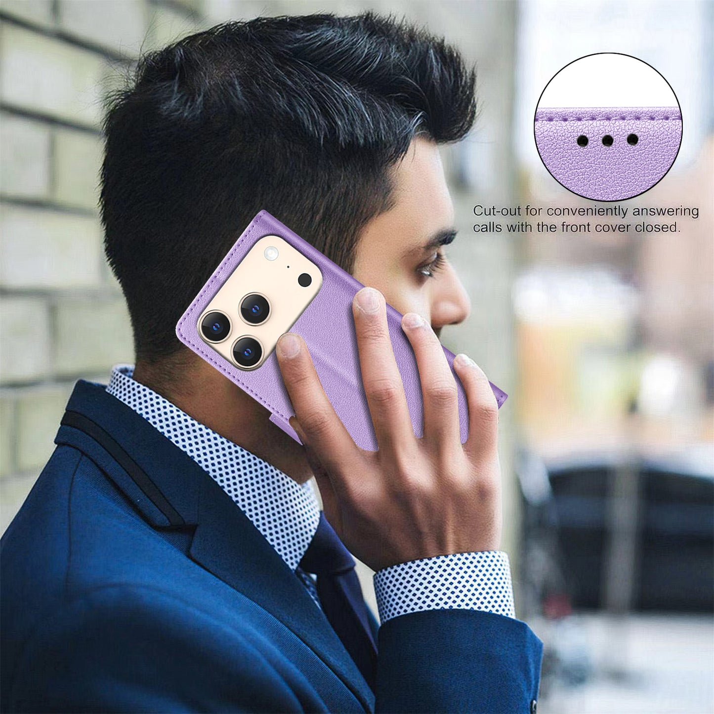 For iPhone 17 Pro Max Leather Case BINFEN COLOR BF32 Wallet RFID Blocking Phone Cover - Purple