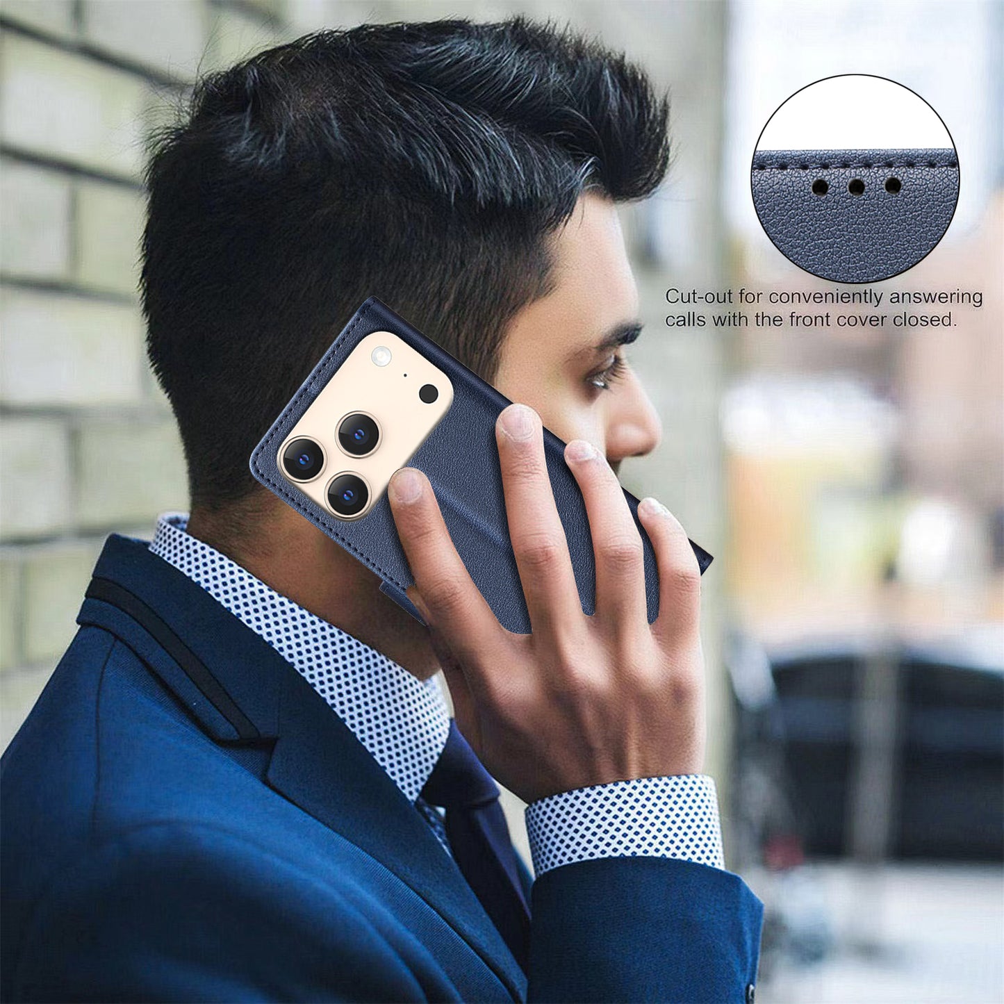 For iPhone 17 Pro Max Leather Case BINFEN COLOR BF32 Wallet RFID Blocking Phone Cover - Blue