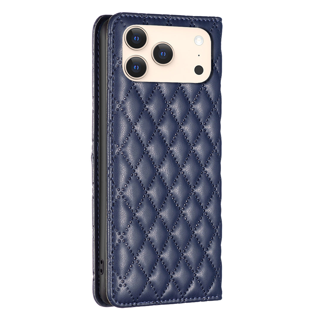 For iPhone 17 Pro Max Case with Card Holder BINFEN COLOR PU Leather Phone Stand Cover - Blue