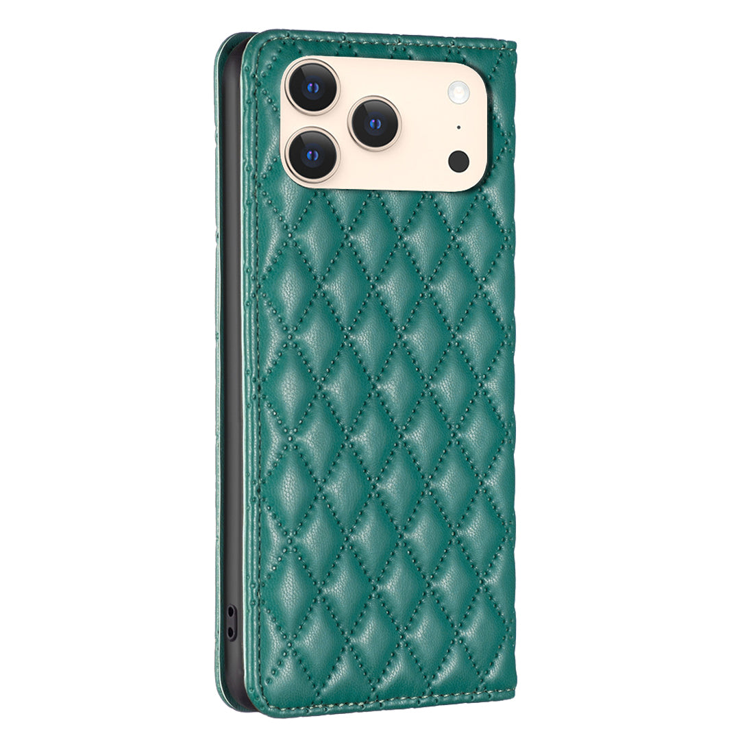 For iPhone 17 Pro Max Case with Card Holder BINFEN COLOR PU Leather Phone Stand Cover - Green